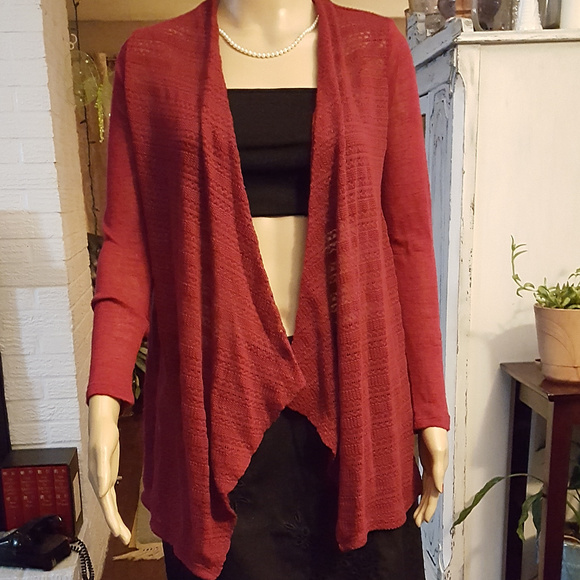 Ladies. Open front sweater. XS. Red, nice. - Picture 4 of 6